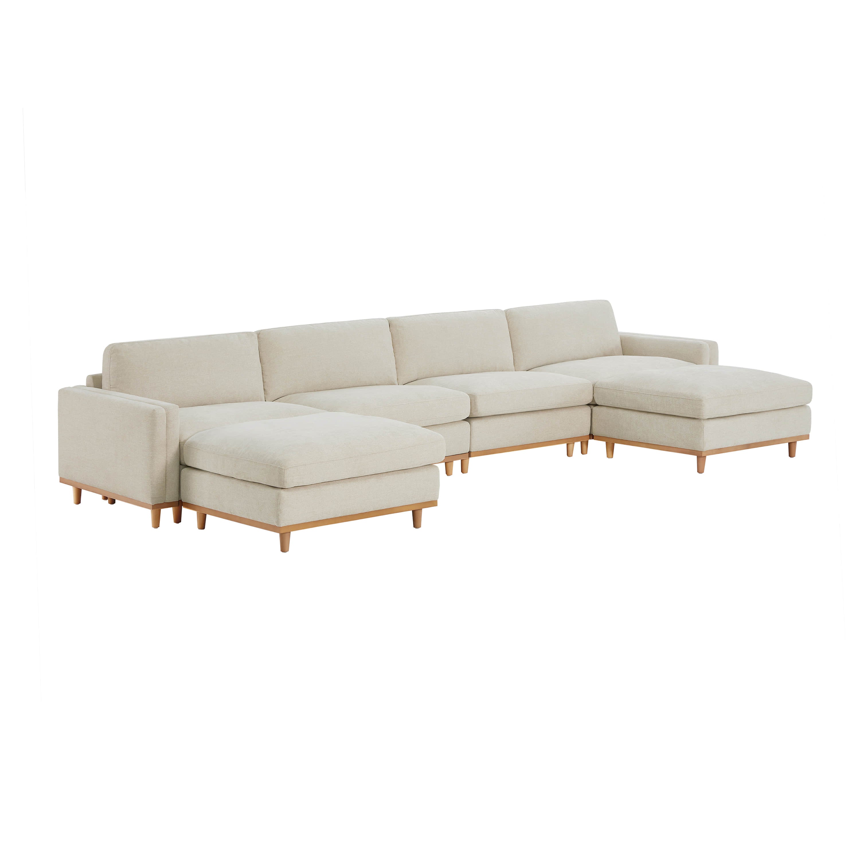 Liam 6-Piece Overstuffed Feather Wood Base Sectional Sofa