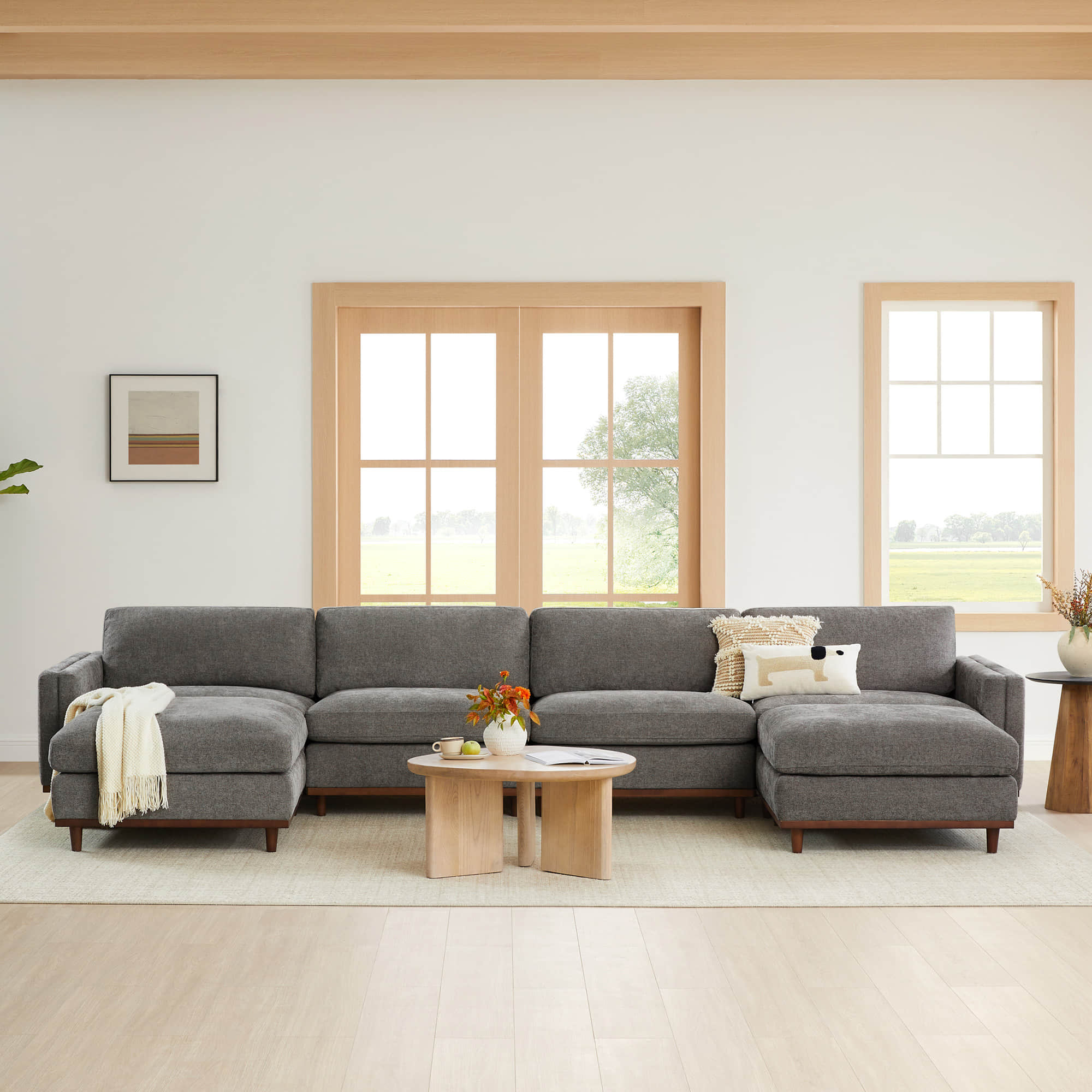 Liam 6-Piece Overstuffed Feather Wood Base Sectional Sofa