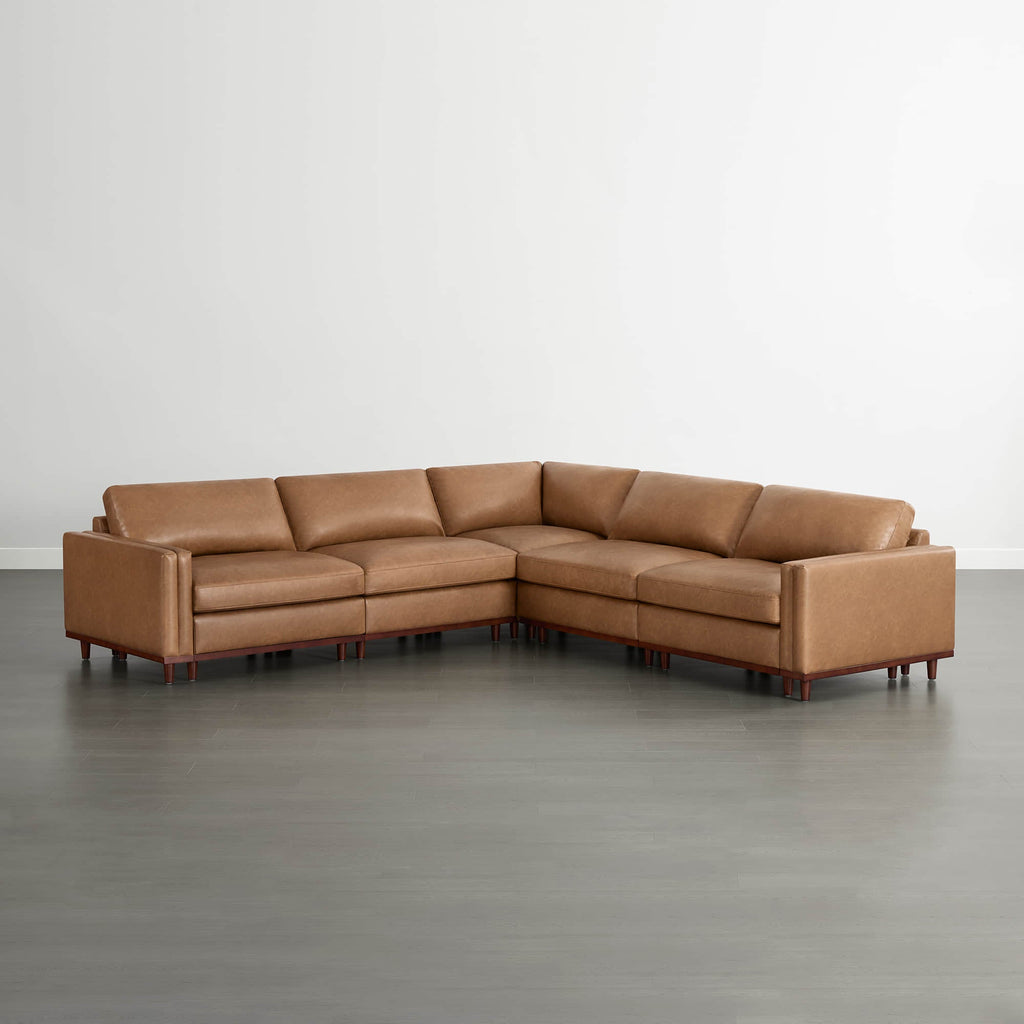 Liam 5-Piece Overstuffed Feather Wood Base Sectional Sofa