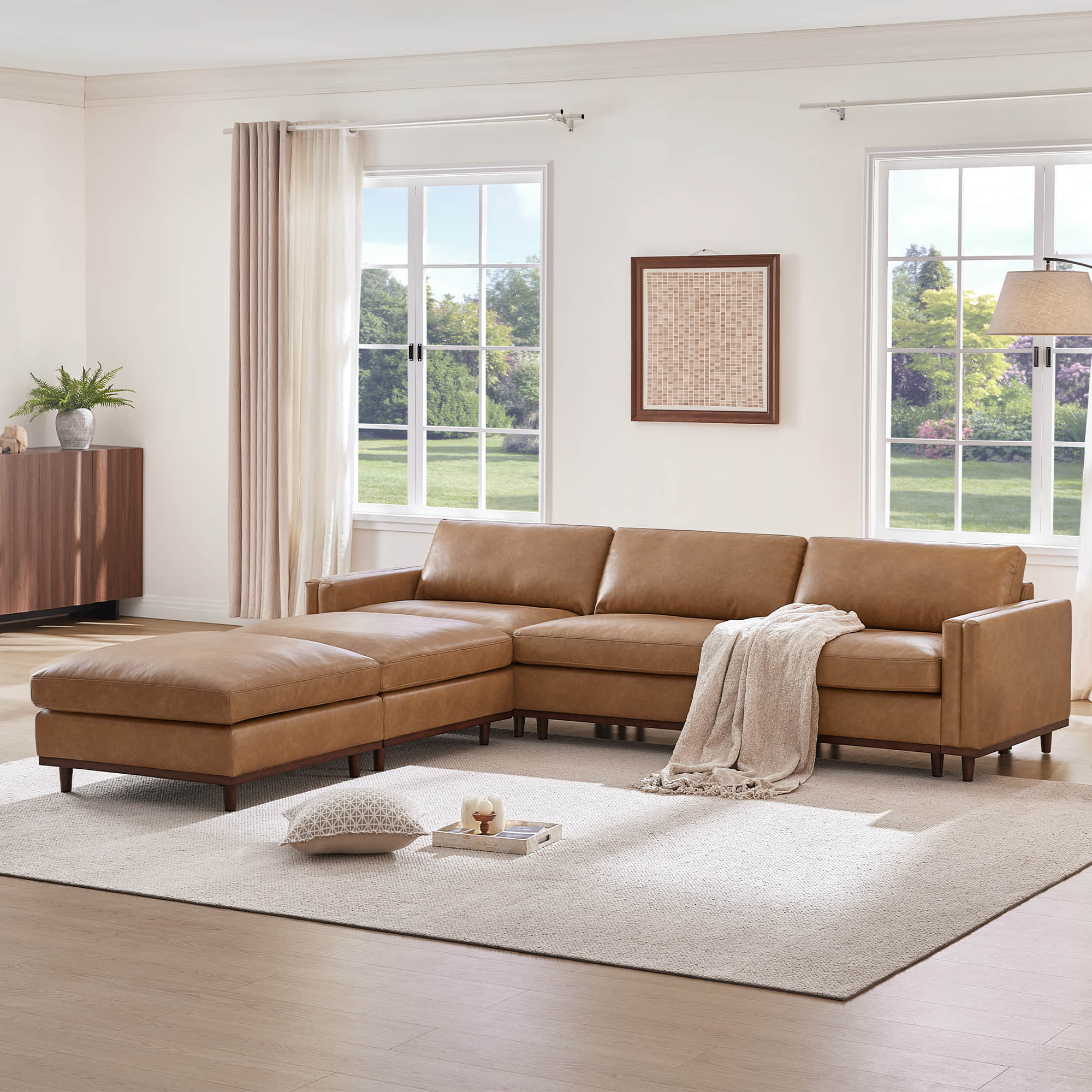Liam 5-Piece Overstuffed Feather Wood Base Sectional Sofa