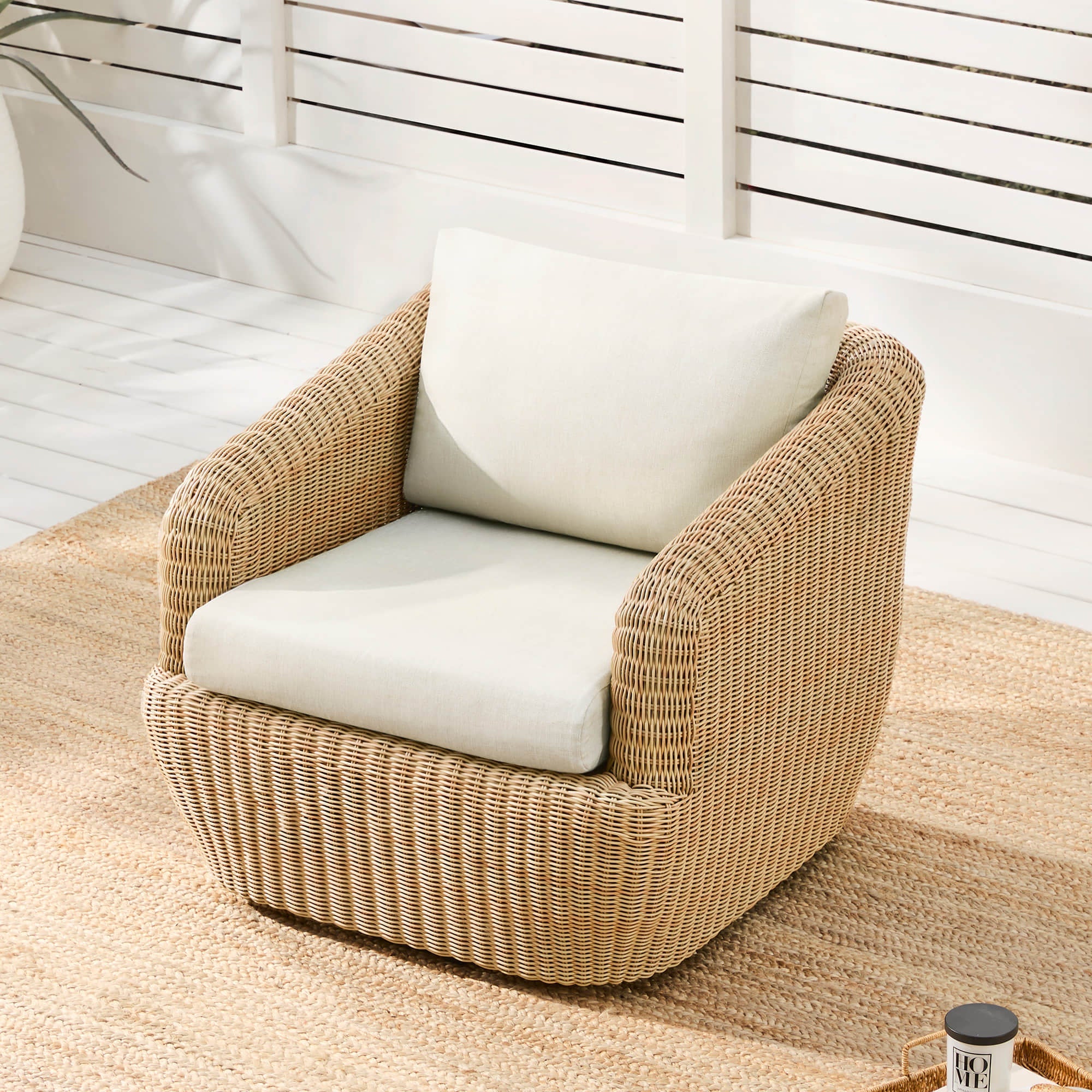 Liana Wicker Outdoor Swivel Accent Chair
