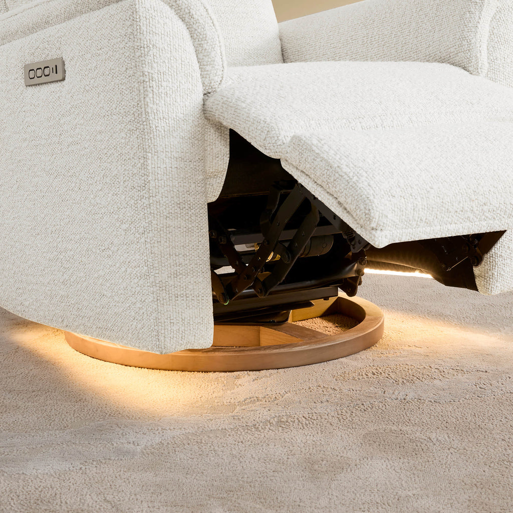 Lulla Power Swivel Nursery Glider Recliner with Power Headrest and Nightlight