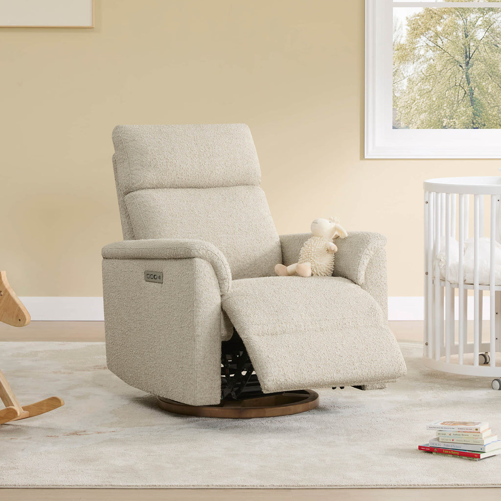 Lulla Power Swivel Nursery Glider Recliner with Power Headrest and Nightlight