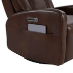 Maxwell Genuine Leather Swivel Glider Recliner with Power Lumbar&Headrest