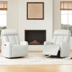 Maxwell Genuine Leather Swivel Glider Recliner with Power Lumbar&Headrest