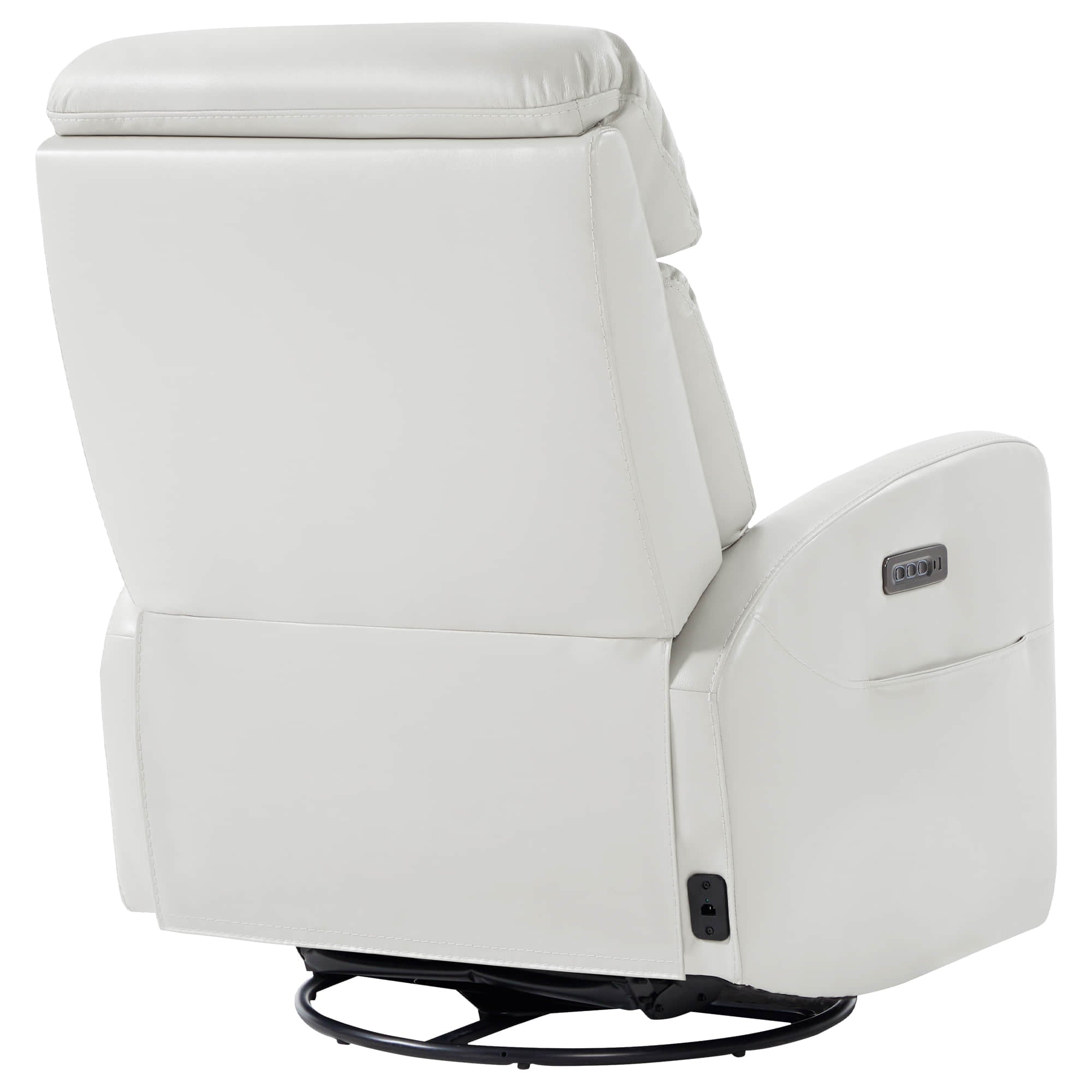 Maxwell Genuine Leather Swivel Glider Recliner with Power Lumbar&Headrest