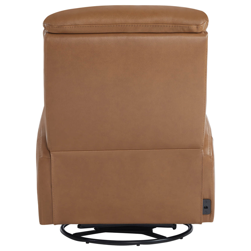 Maxwell Genuine Leather Swivel Glider Recliner with Power Lumbar&Headrest