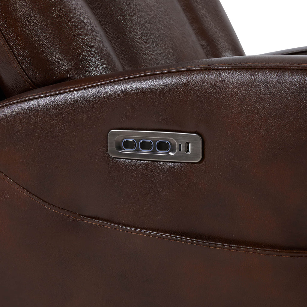 Maxwell Genuine Leather Swivel Glider Recliner with Power Lumbar&Headrest