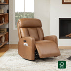 Maxwell Genuine Leather Swivel Glider Recliner with Power Lumbar&Headrest