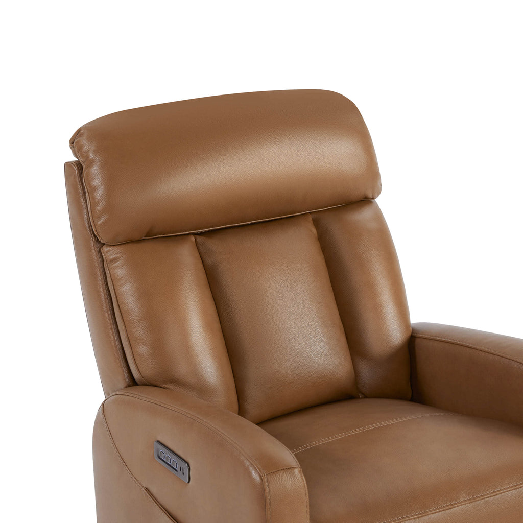 Maxwell Genuine Leather Swivel Glider Recliner with Power Lumbar&Headrest