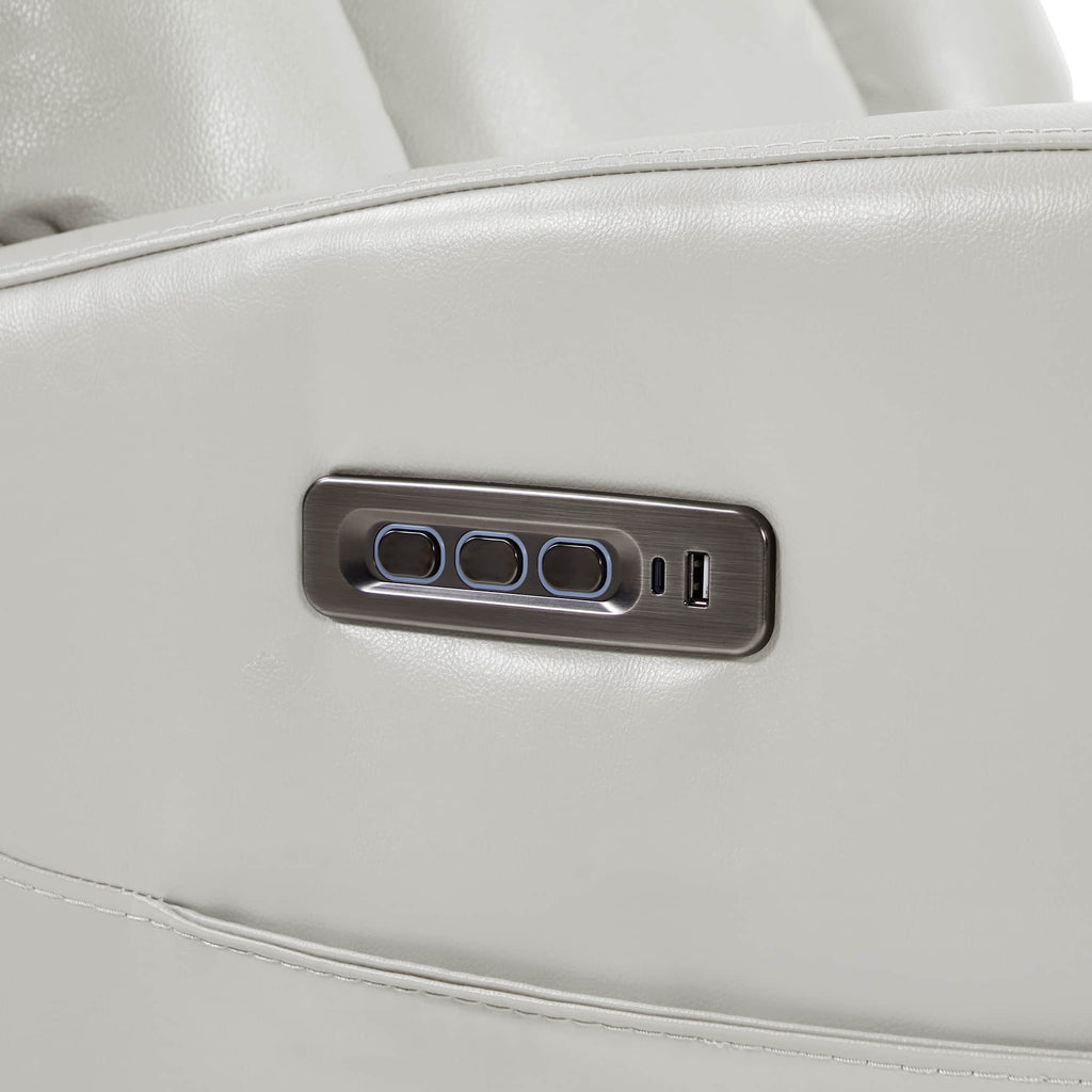 Maxwell Genuine Leather Swivel Glider Recliner with Power Lumbar&Headrest