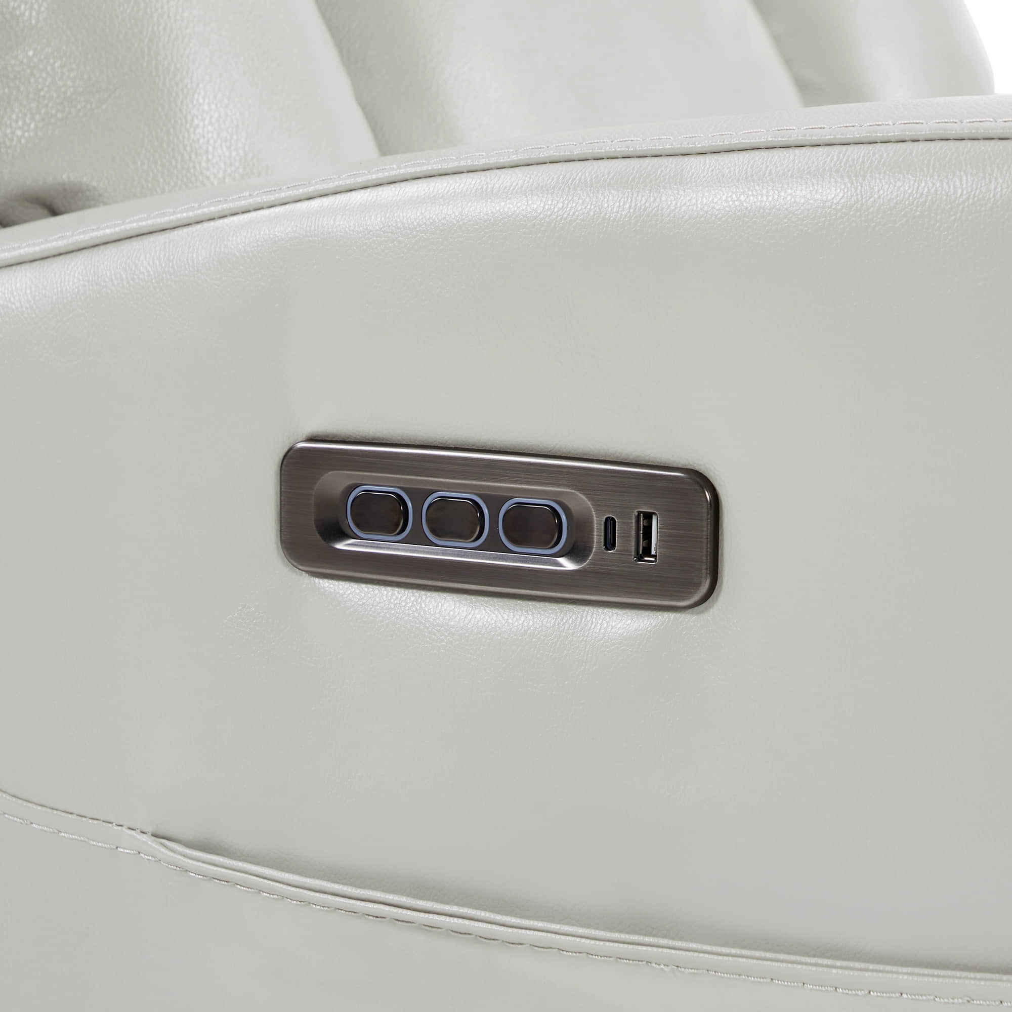 Maxwell Genuine Leather Swivel Glider Recliner with Power Lumbar&Headrest