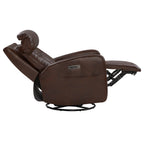 Maxwell Genuine Leather Swivel Glider Recliner with Power Lumbar&Headrest