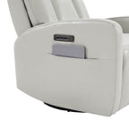 Maxwell Genuine Leather Swivel Glider Recliner with Power Lumbar&Headrest