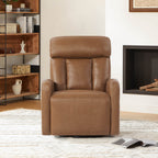 Maxwell Genuine Leather Swivel Glider Recliner with Power Lumbar&Headrest