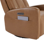 Maxwell Genuine Leather Swivel Glider Recliner with Power Lumbar&Headrest