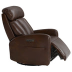 Maxwell Genuine Leather Swivel Glider Recliner with Power Lumbar&Headrest
