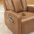 Maxwell Genuine Leather Swivel Glider Recliner with Power Lumbar&Headrest