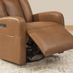 Maxwell Genuine Leather Swivel Glider Recliner with Power Lumbar&Headrest