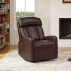 Maxwell Genuine Leather Swivel Glider Recliner with Power Lumbar&Headrest
