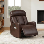 Maxwell Genuine Leather Swivel Glider Recliner with Power Lumbar&Headrest