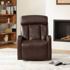 Maxwell Genuine Leather Swivel Glider Recliner with Power Lumbar&Headrest