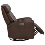 Maxwell Genuine Leather Swivel Glider Recliner with Power Lumbar&Headrest
