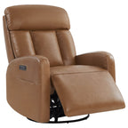 Maxwell Genuine Leather Swivel Glider Recliner with Power Lumbar&Headrest
