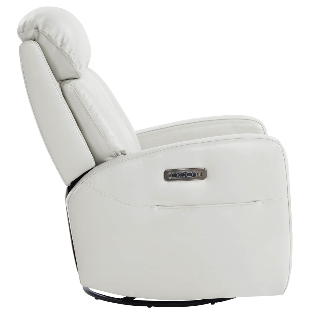 Maxwell Genuine Leather Swivel Glider Recliner with Power Lumbar&Headrest