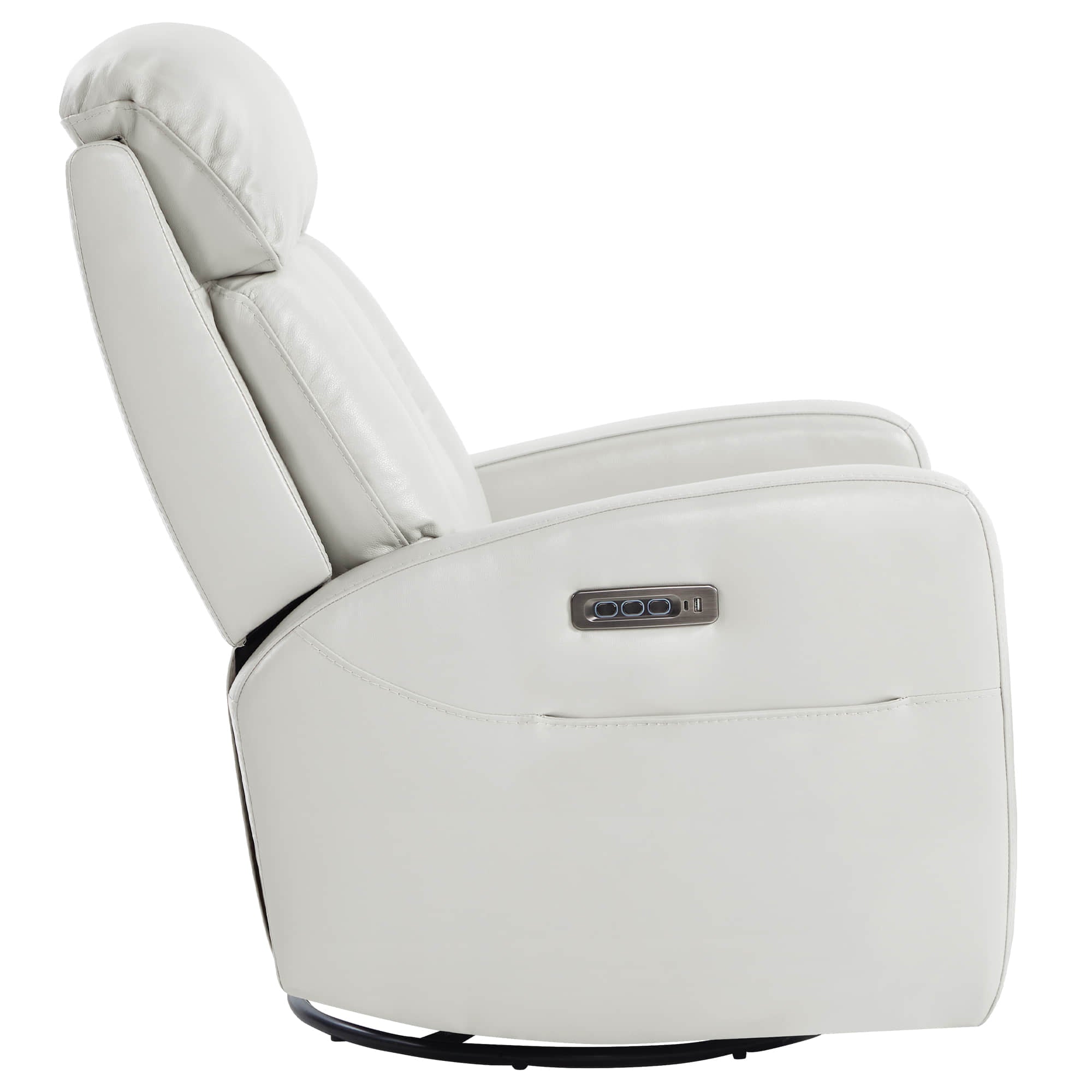 Maxwell Genuine Leather Swivel Glider Recliner with Power Lumbar&Headrest