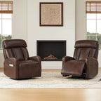 Maxwell Genuine Leather Swivel Glider Recliner with Power Lumbar&Headrest