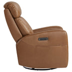 Maxwell Genuine Leather Swivel Glider Recliner with Power Lumbar&Headrest