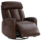 Maxwell Genuine Leather Swivel Glider Recliner with Power Lumbar&Headrest