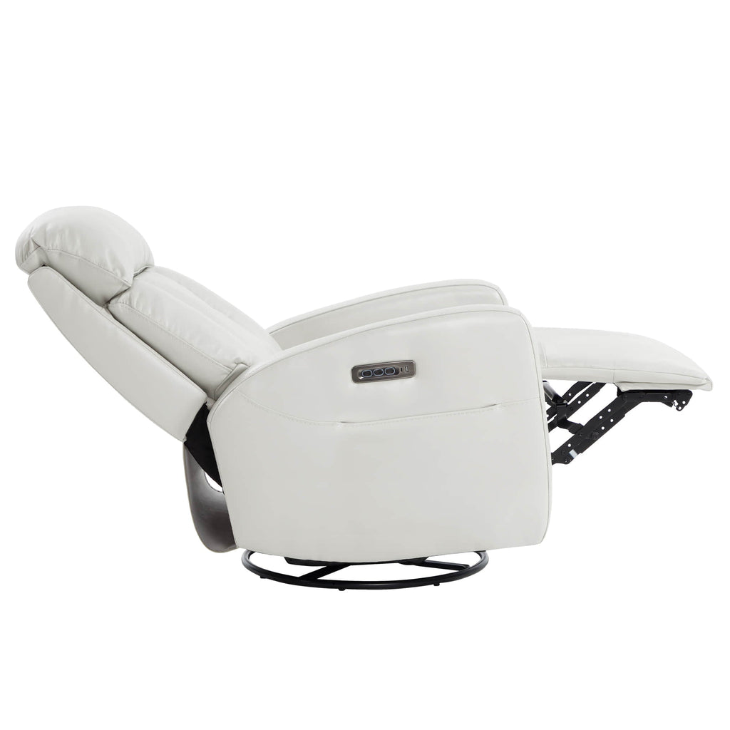 Maxwell Genuine Leather Swivel Glider Recliner with Power Lumbar&Headrest