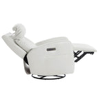 Maxwell Genuine Leather Swivel Glider Recliner with Power Lumbar&Headrest