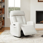 Maxwell Genuine Leather Swivel Glider Recliner with Power Lumbar&Headrest