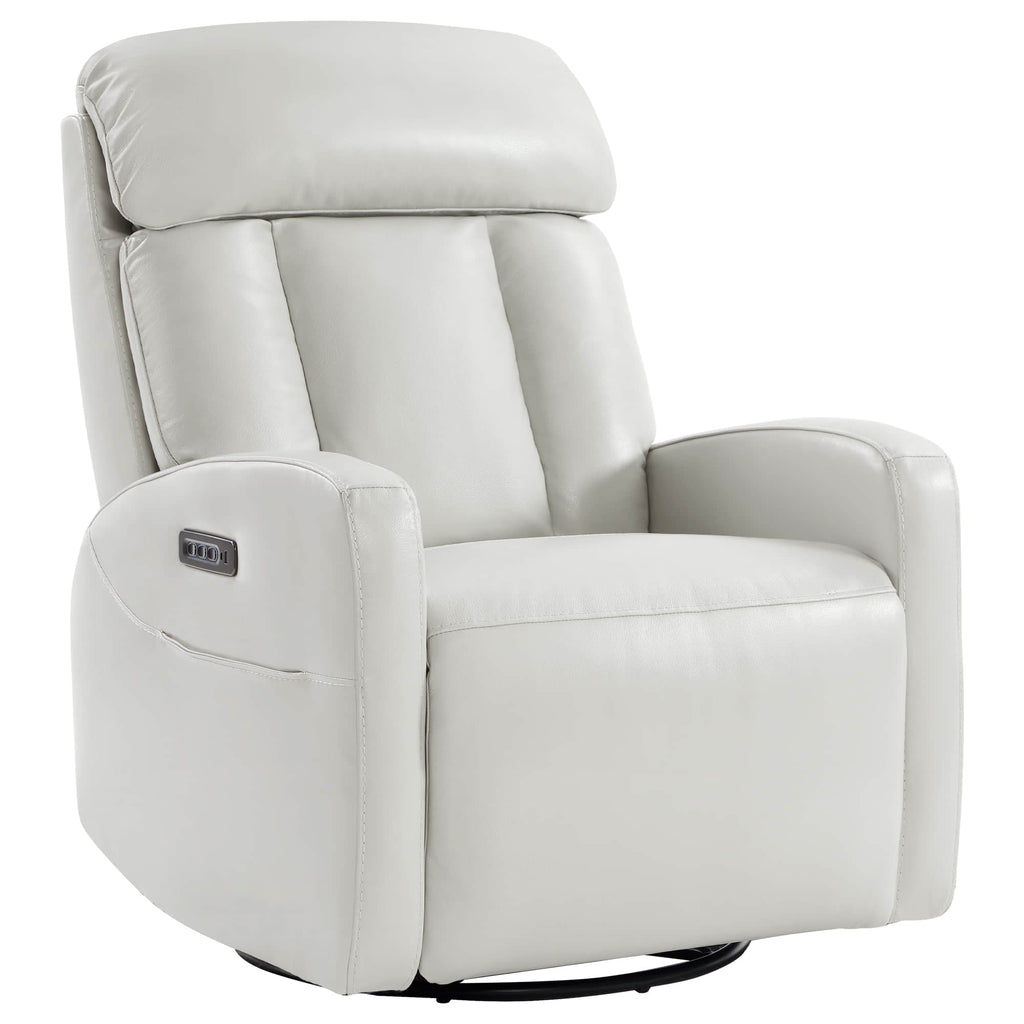 Maxwell Genuine Leather Swivel Glider Recliner with Power Lumbar&Headrest