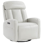 Maxwell Genuine Leather Swivel Glider Recliner with Power Lumbar&Headrest