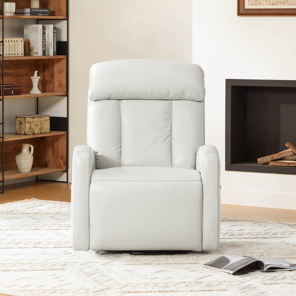 Maxwell Genuine Leather Swivel Glider Recliner with Power Lumbar&Headrest