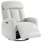 Maxwell Genuine Leather Swivel Glider Recliner with Power Lumbar&Headrest