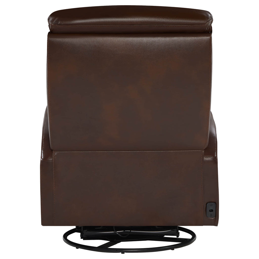 Maxwell Genuine Leather Swivel Glider Recliner with Power Lumbar&Headrest