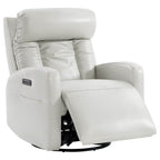 Maxwell Genuine Leather Swivel Glider Recliner with Power Lumbar&Headrest