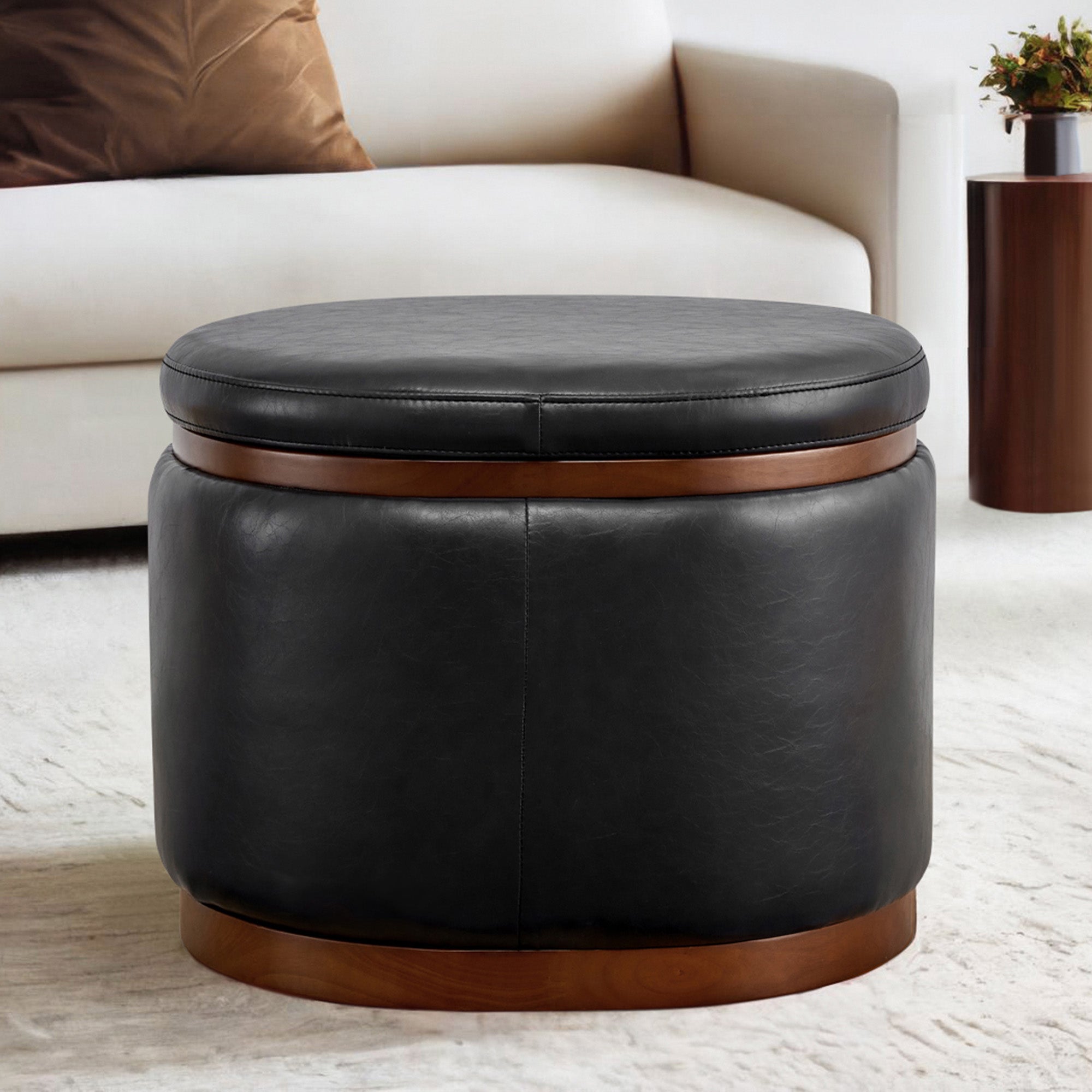Nest Oval storage ottoman Storage Mid Century Ottoman