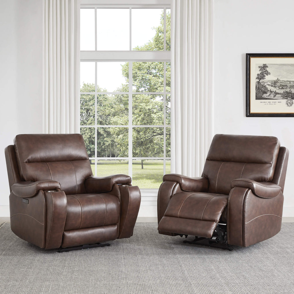 Noah Zero-Gravity Genuine Leather Recliner with Power Headrest