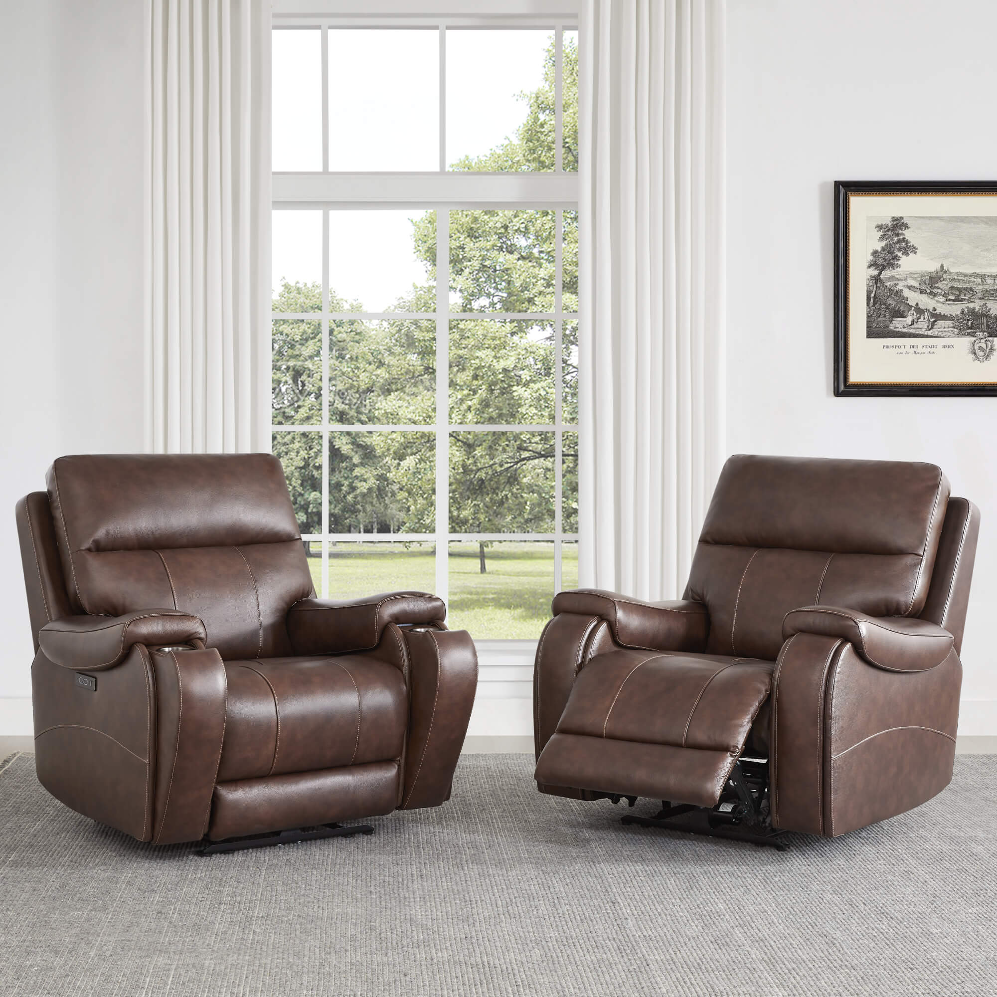 Noah Zero-Gravity Genuine Leather Recliner with Power Headrest