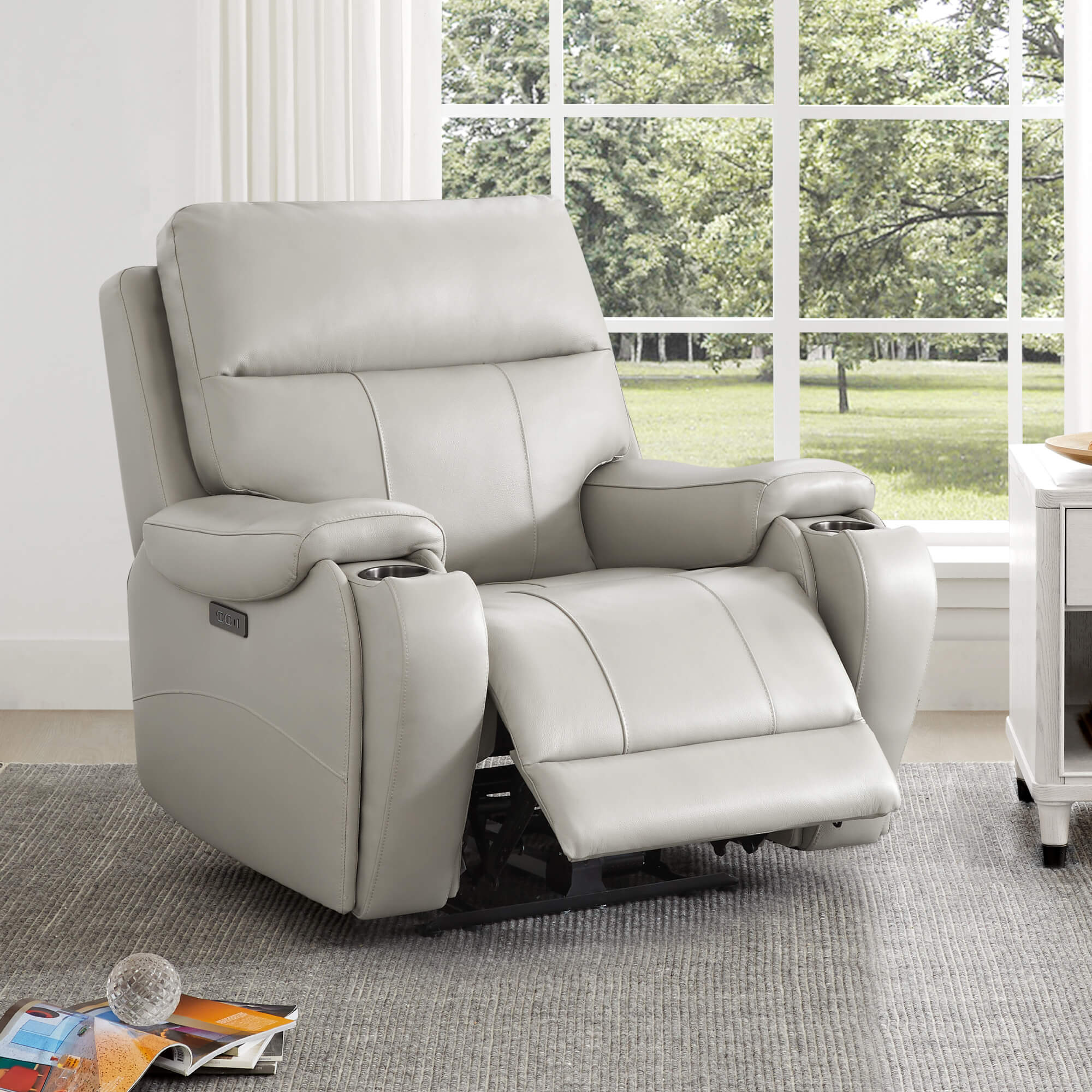 Noah Zero-Gravity Genuine Leather Recliner with Power Headrest