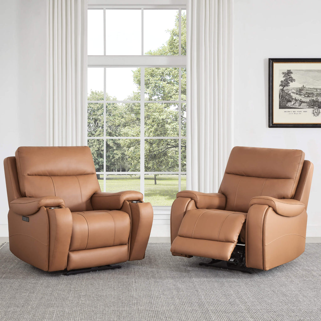 Noah Zero-Gravity Genuine Leather Recliner with Power Headrest