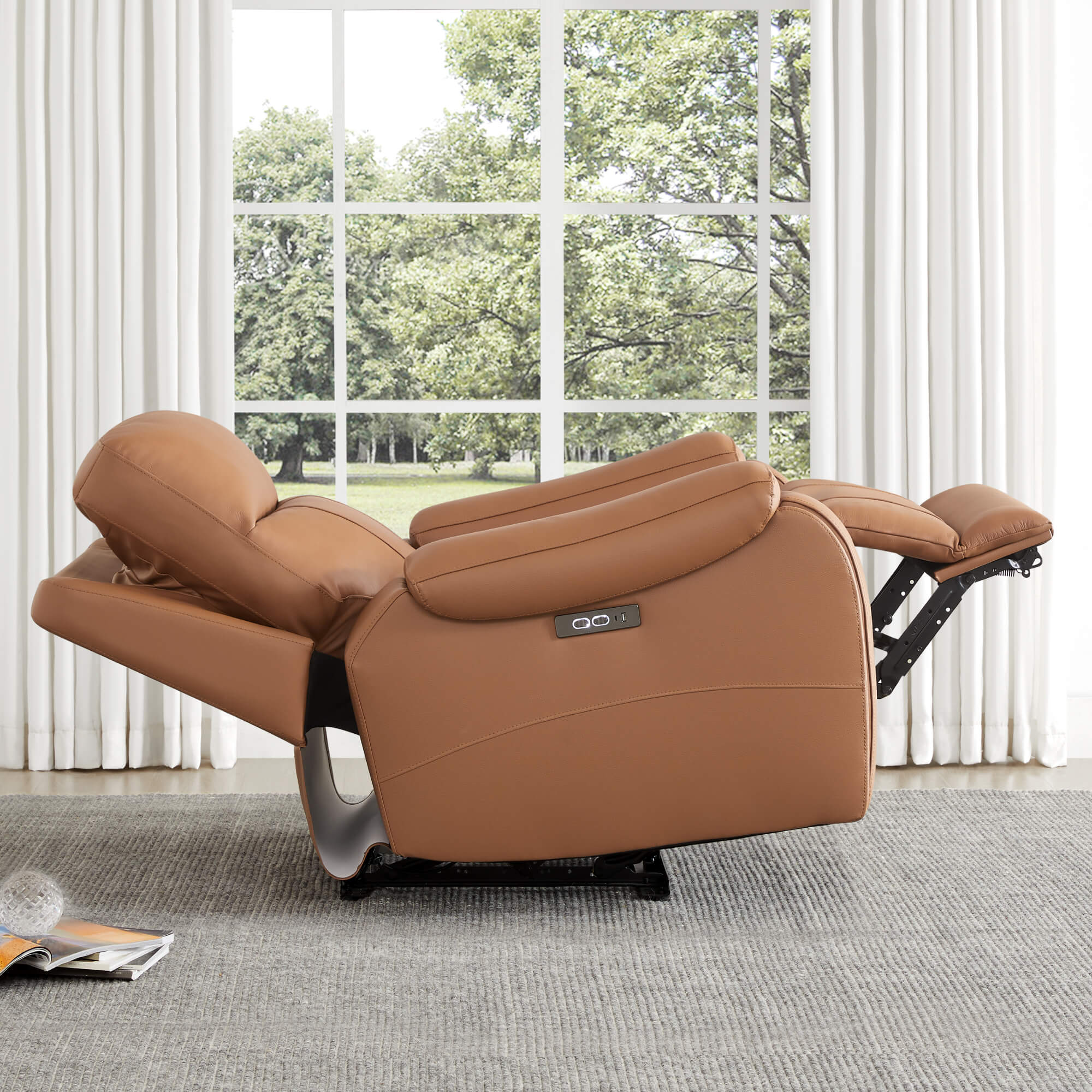 Noah Zero-Gravity Genuine Leather Recliner with Power Headrest