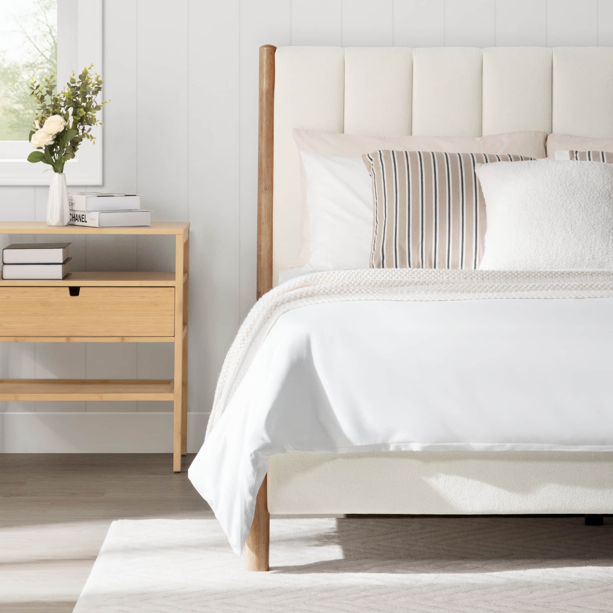 Serene Queen Contemporary Upholstered Platform Bed