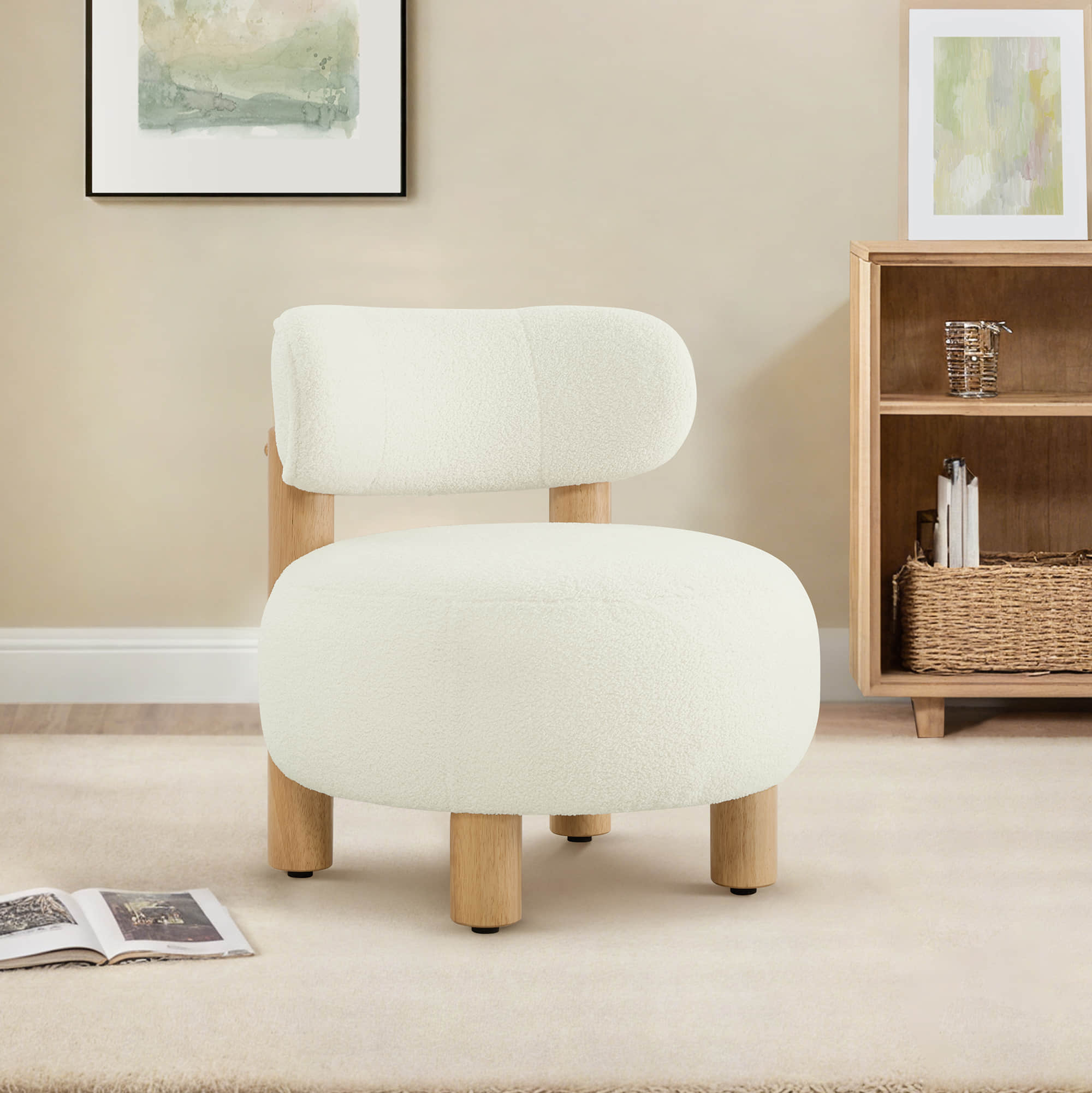 Shauna Modern Plush Faux Sherpa Accent Chair